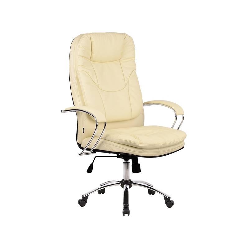 Кресло руководителя LK-11 хром (Светло-бежевая перфорированная экокожа) №820 главное фото